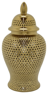 Plutus Brands Ceramic Jar, Gold Porcelain