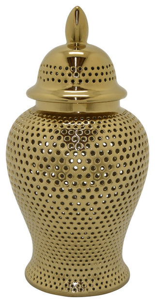 Plutus Brands Ceramic Jar, Gold Porcelain