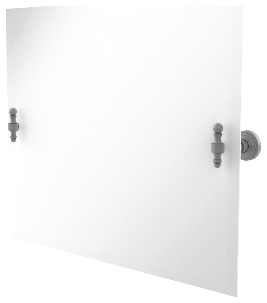 Frameless Landscape Beveled Edge Tilt Mirror, Matte Gray