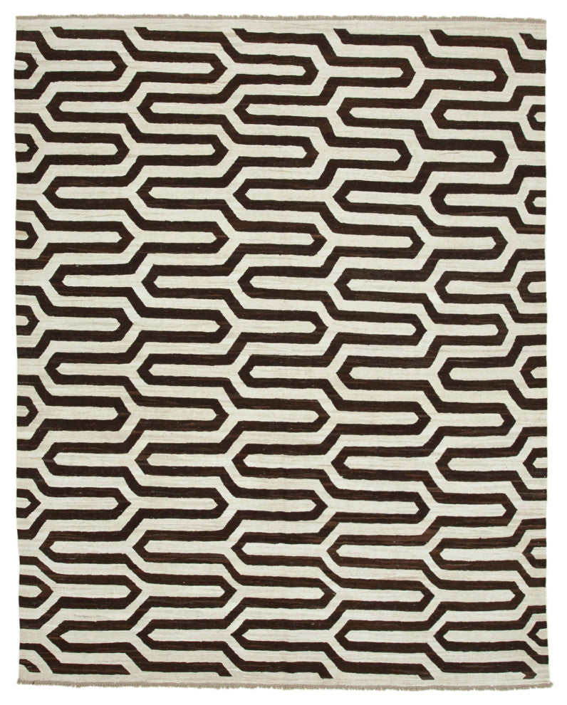 Rug N Carpet - Handmade Turkish 8' 0'' x 10' 2'' Modern Design Wool Kilim Rug
