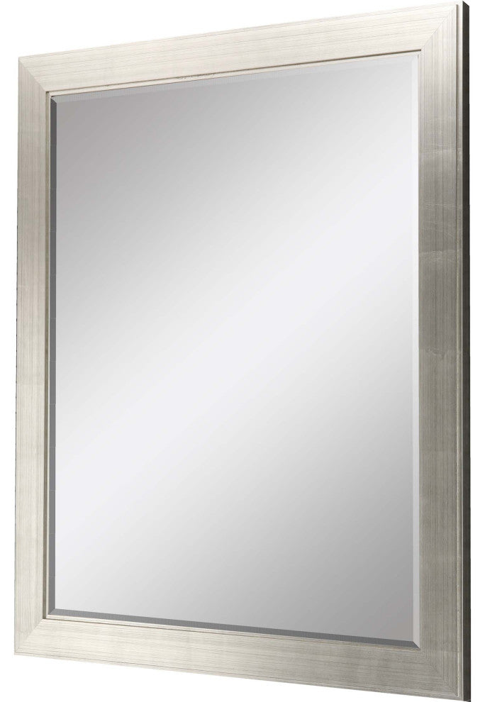 Framed Beveled Mirror, Metallic, 41"x53"