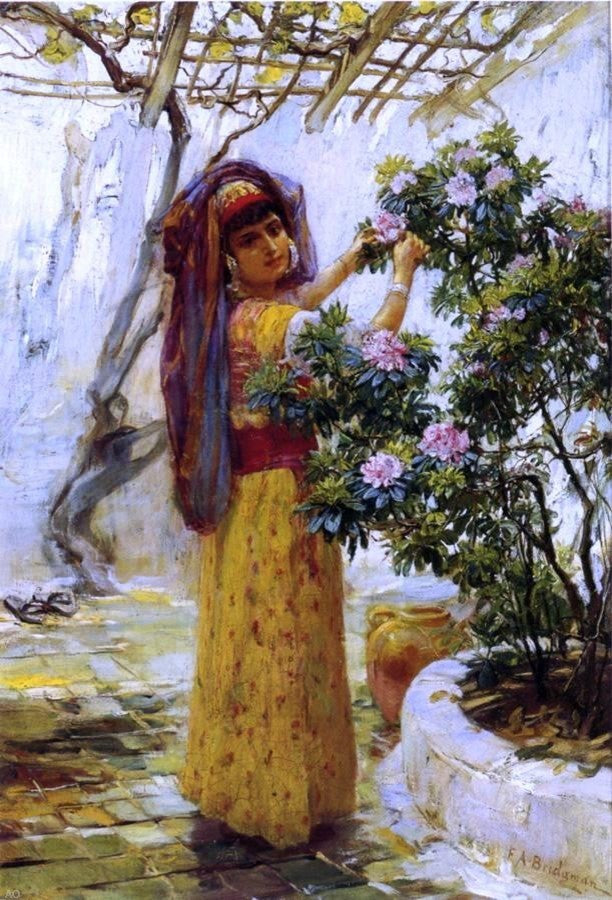 Frederick Arthur Bridgeman In the Courtyard, 18"x27" Wall Decal