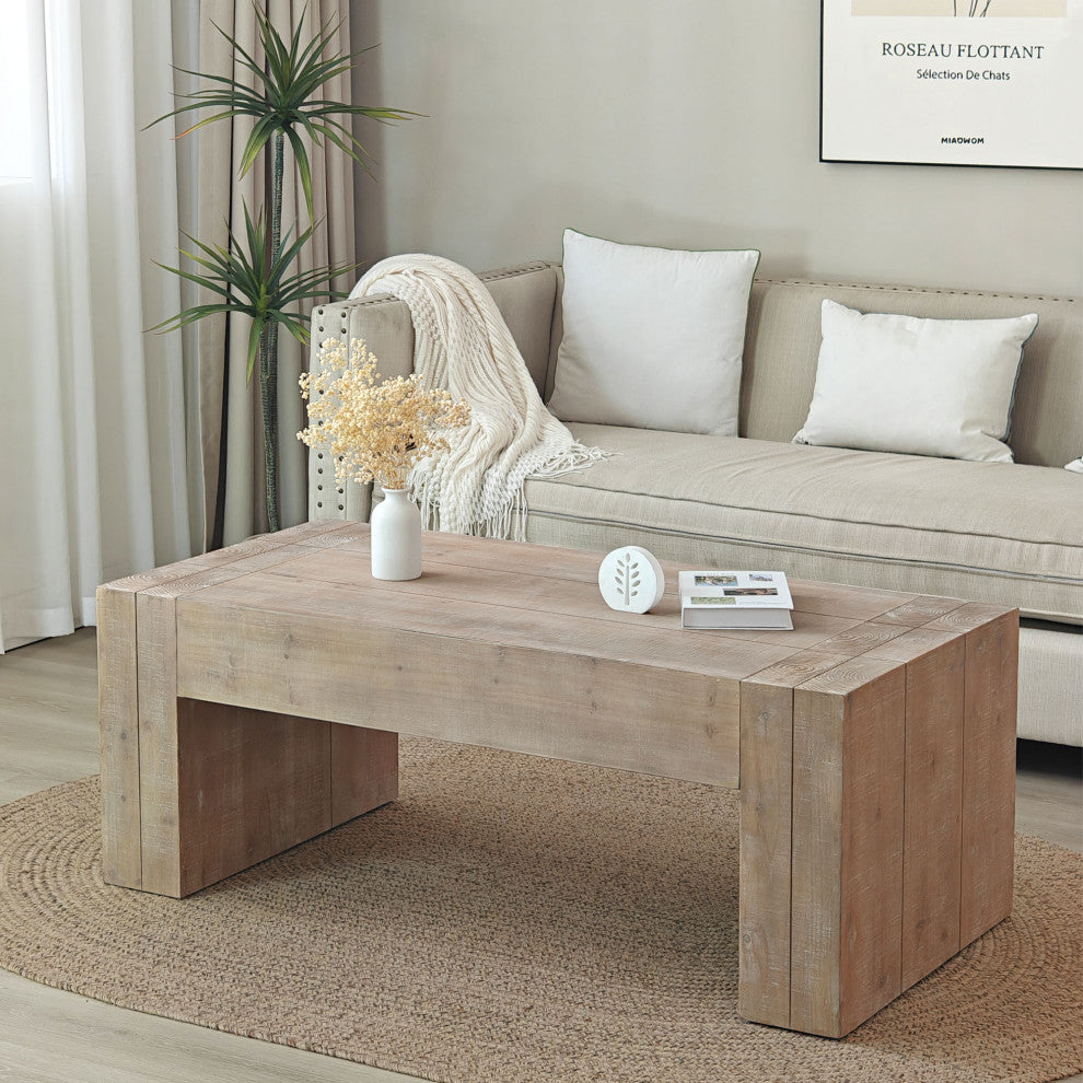 Gewnee Rustic Wood Coffee Table