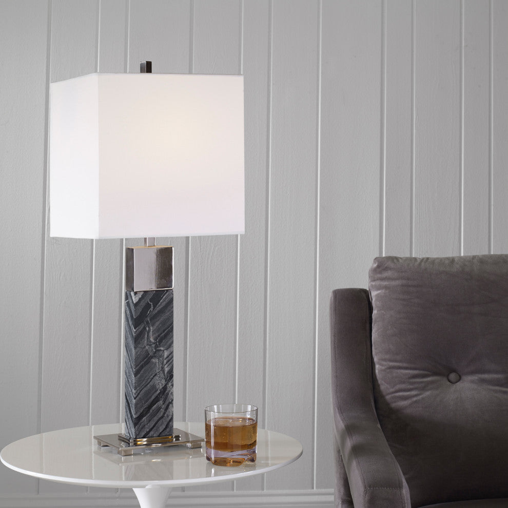 Uttermost Pilaster 1 Light 27" Tall Black Marble Table Lamp