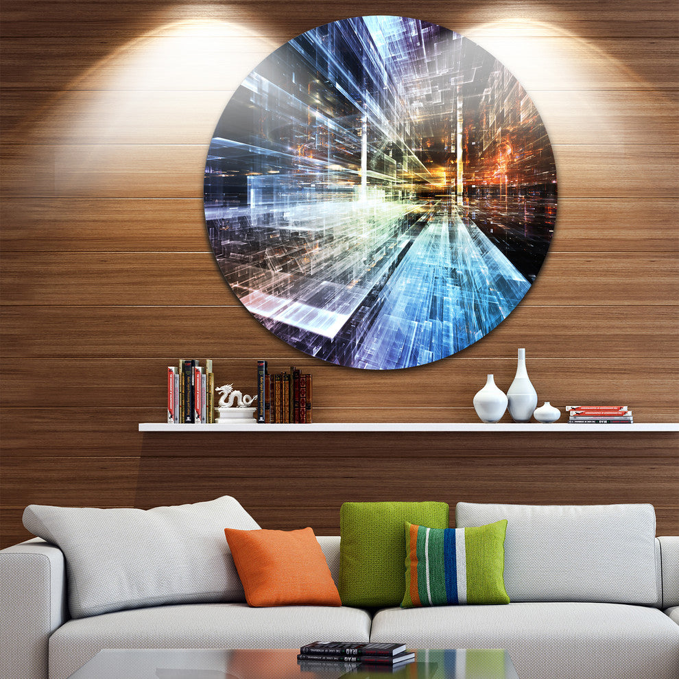 Future Industry, Abstract Round Metal Wall Art, 11"