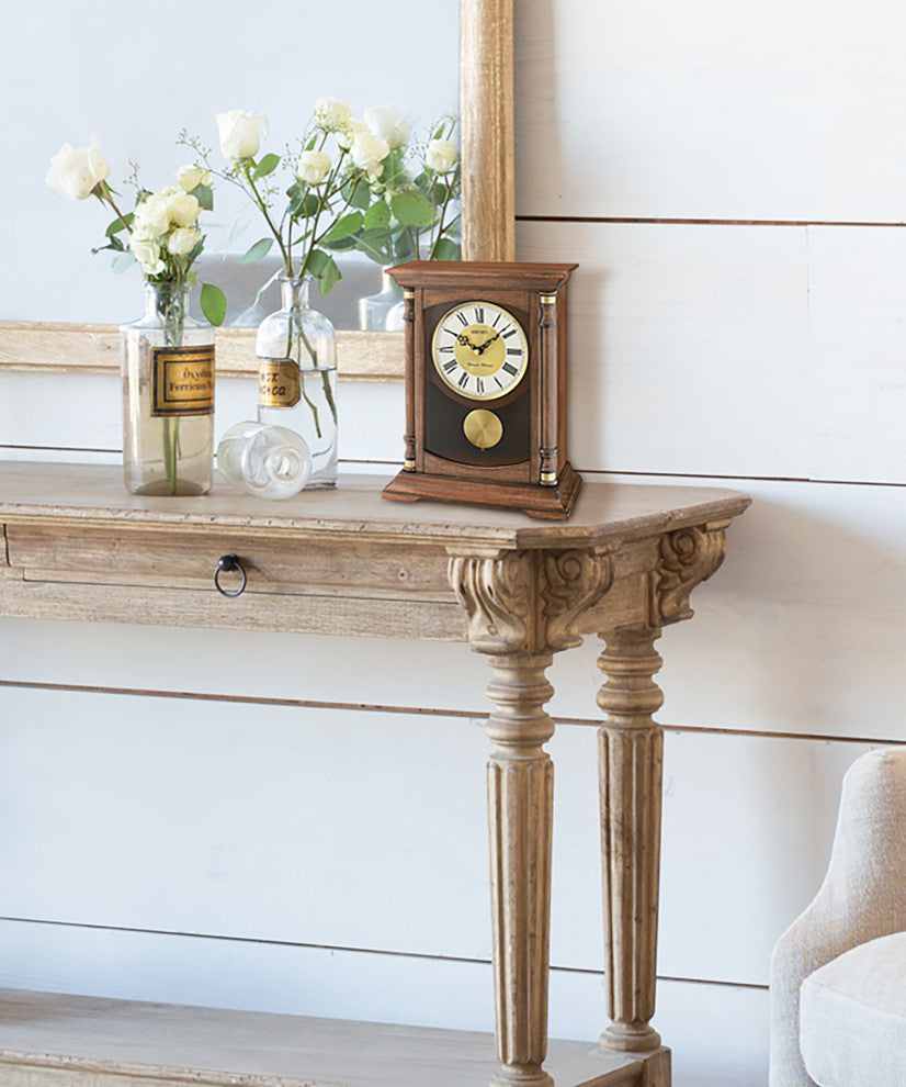 Seiko Clocks, Charming Medium Brown Clock With Pendulum and Chime