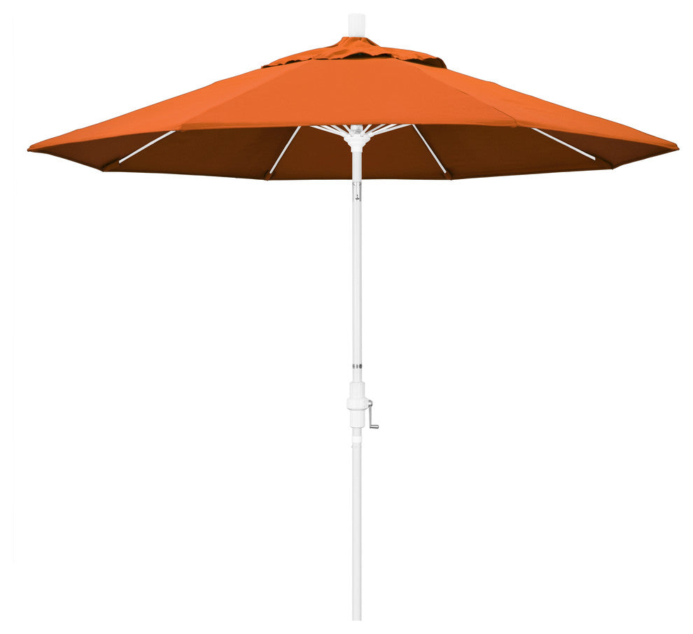 9' Matted White Collar Tilt Crank Aluminum Umbrella, Pacifica, Tuscan