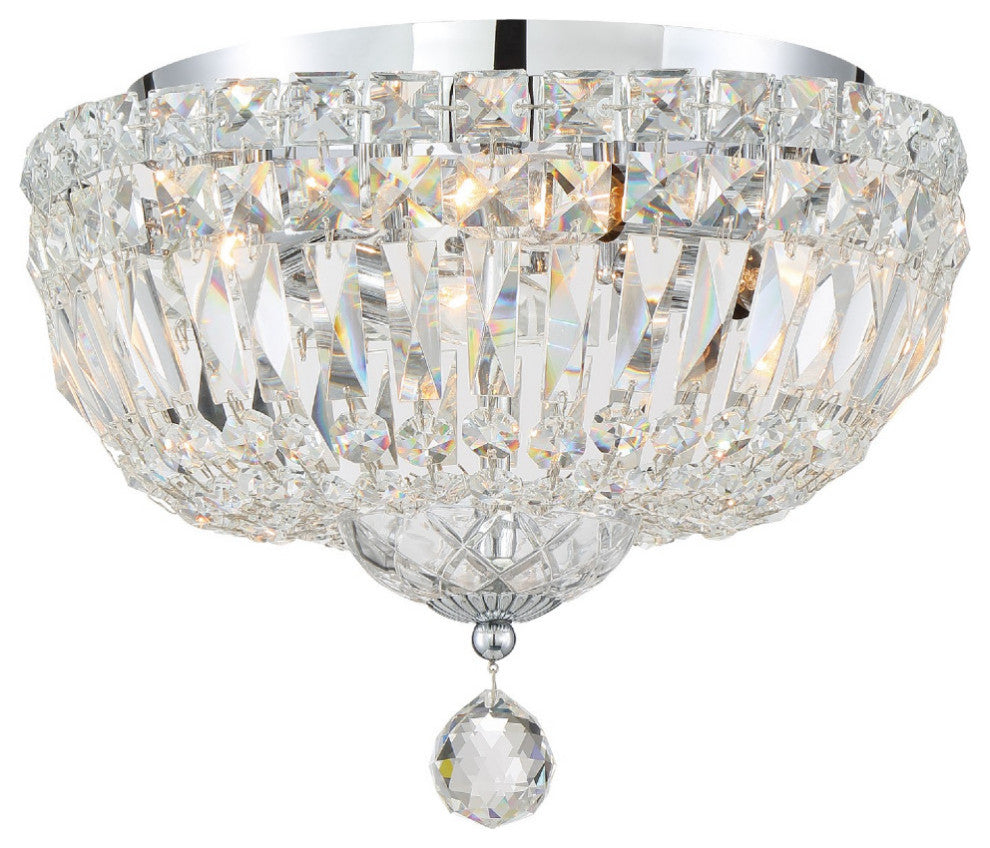 Rosyln 3 Light Ceiling Mount in Polished Chrome with Hand Cut Crystal