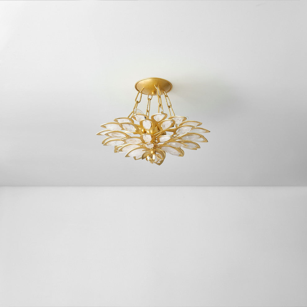 Vittoria 14" Wide Gold Leaf Semi Flush Mount