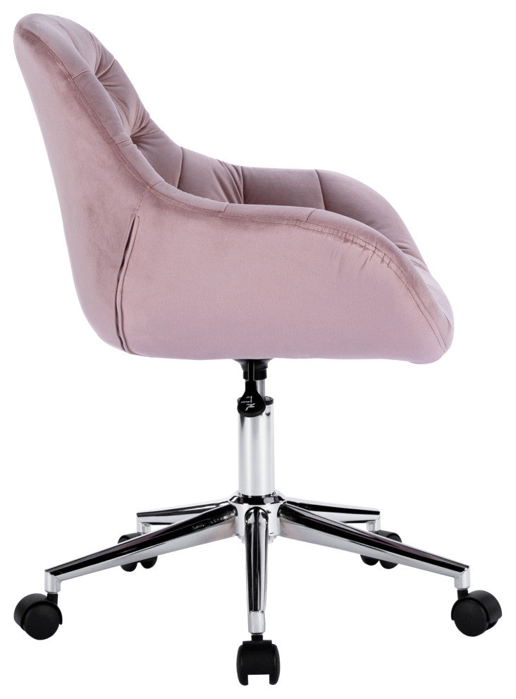 Ava Tufted Modern Chair with 360 Swivel Chair, Pink Velvet