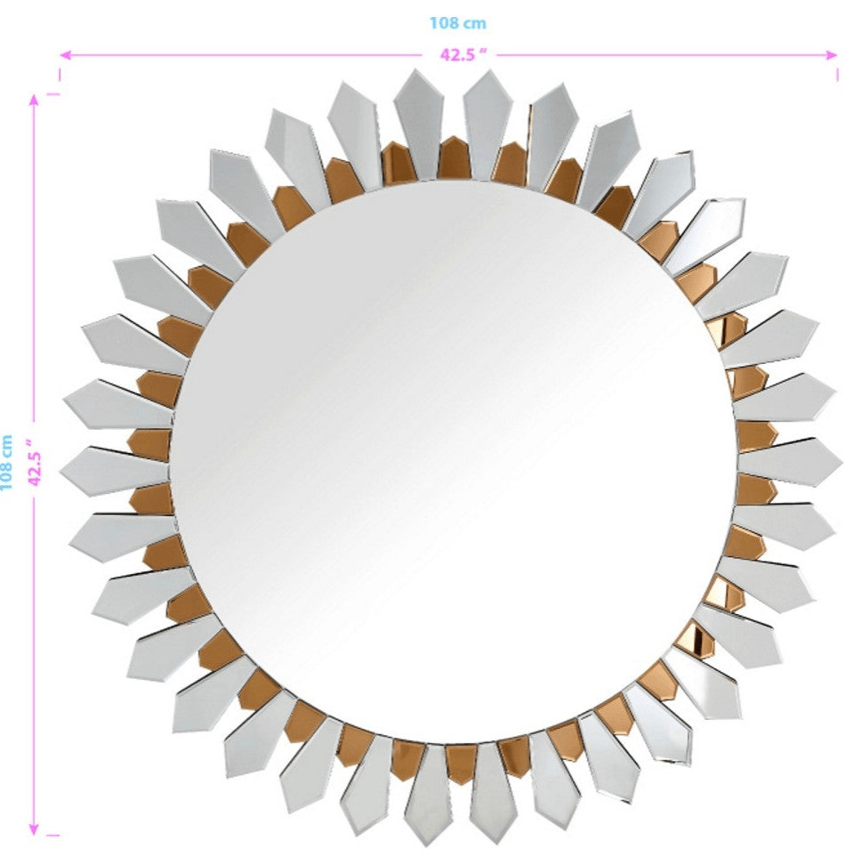 Gold Round Accent Glass Mirror