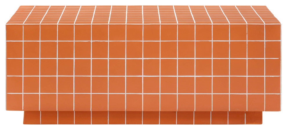 Mixie Taupe Tile Indoor / Outdoor Coffee Table, Brick Orange
