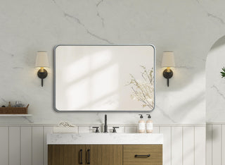 Home Living Contour Metal Rectangle Mirror 28x42, Silver