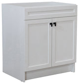 SmartFold 30" Single Sink Vanity Cabinet, White Finish, Black Hardware