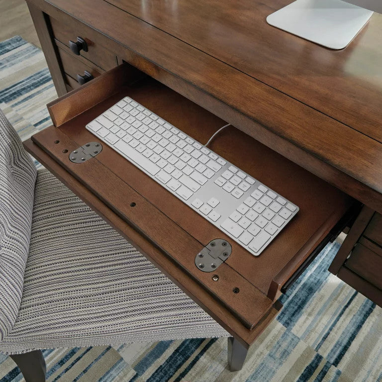 Traditional Desk, Hardwood Construction With Multiple Drawers, Warm Aged Maple