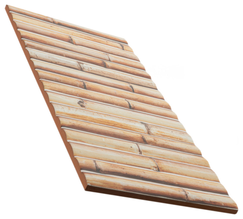 Bamboo Haven Tiki Cream Fluted Ceramic Wall Tile