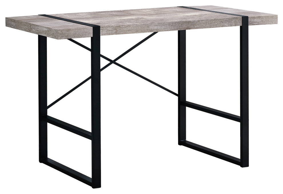 23.75" x 49" x 30" Taupe Black Particle Board Hollow Core Metal Computer Desk