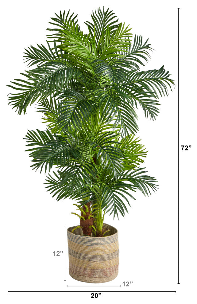 6' Hawaii Artificial Palm Tree in Handmade Cotton Multicolored Woven Planter