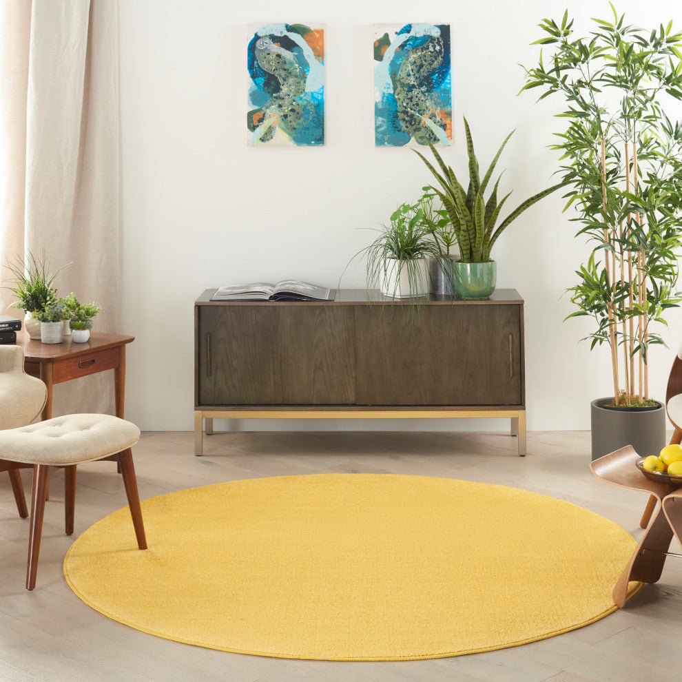 Nourison Essentials 6' x Round Yellow Outdoor Area Rug