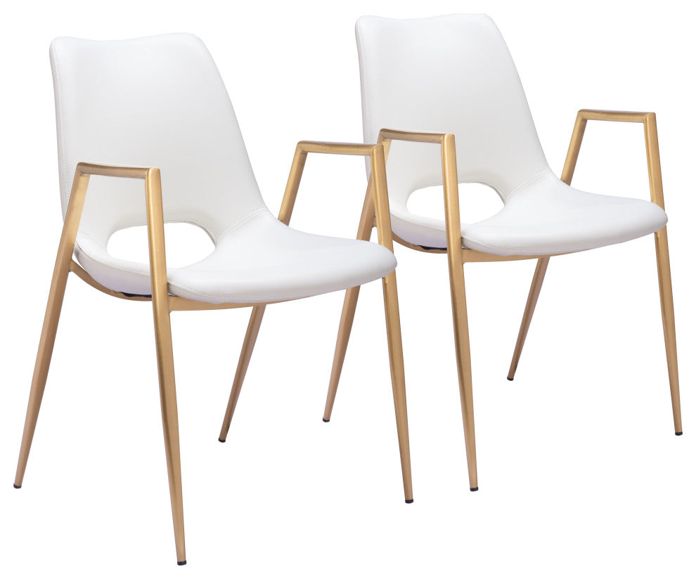 Desi Dining Chair, Set of 2 White/Gold