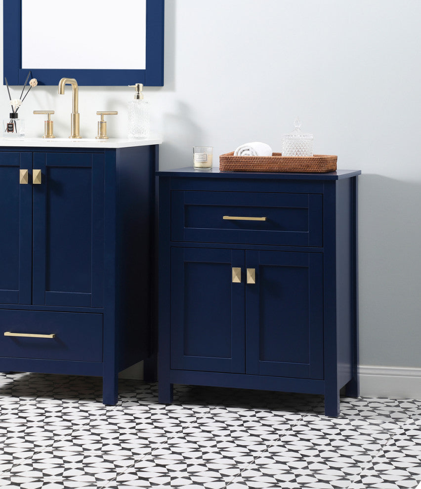 24" Wide Bathroom Storage Freestanding Cabinet, Blue