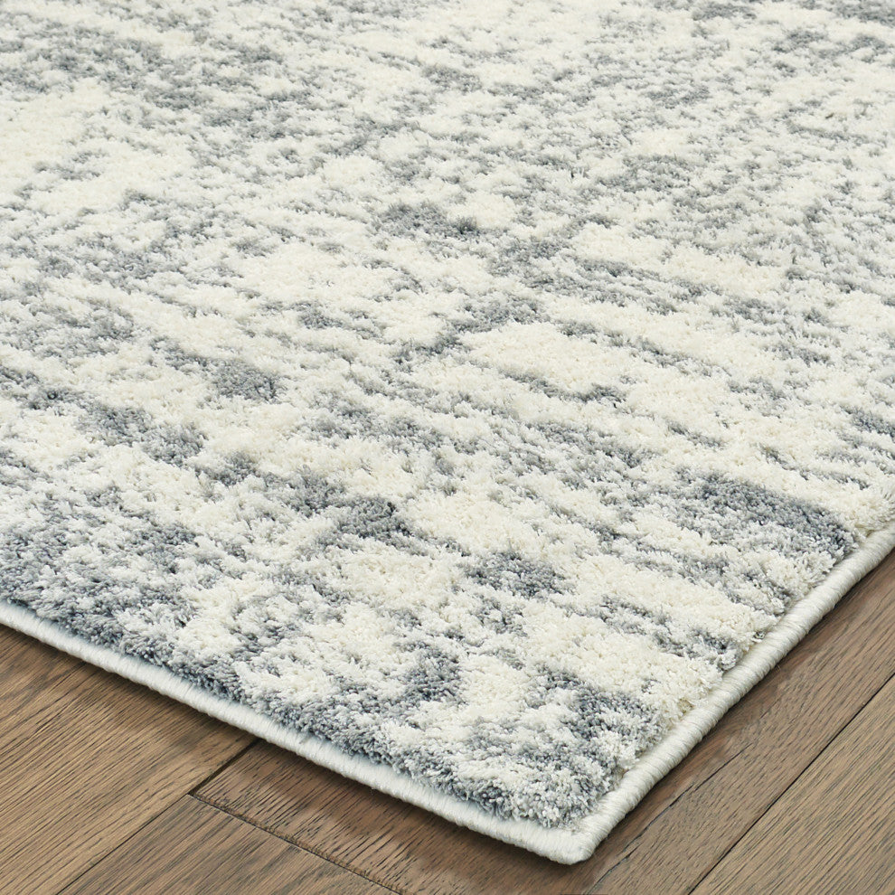 Viviana Distressed Solid Ivory/ Grey Area Rug, 2'x3'