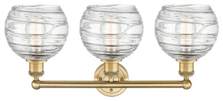 Athens 3-Light 26" Bath Vanity Light, Brushed Brass, Clear Deco Swirl