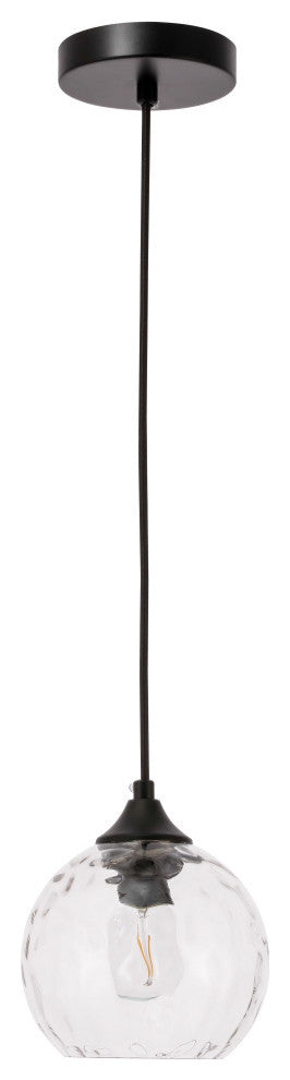 Black Finish And Clear Glass 1-Light Pendant