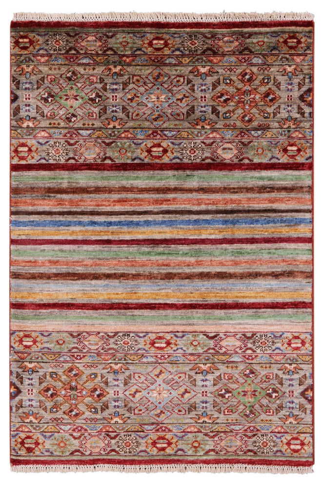 Hand Knotted Khorjin Super Kazak Wool Rug 2' 8" X 3' 11" Q7480