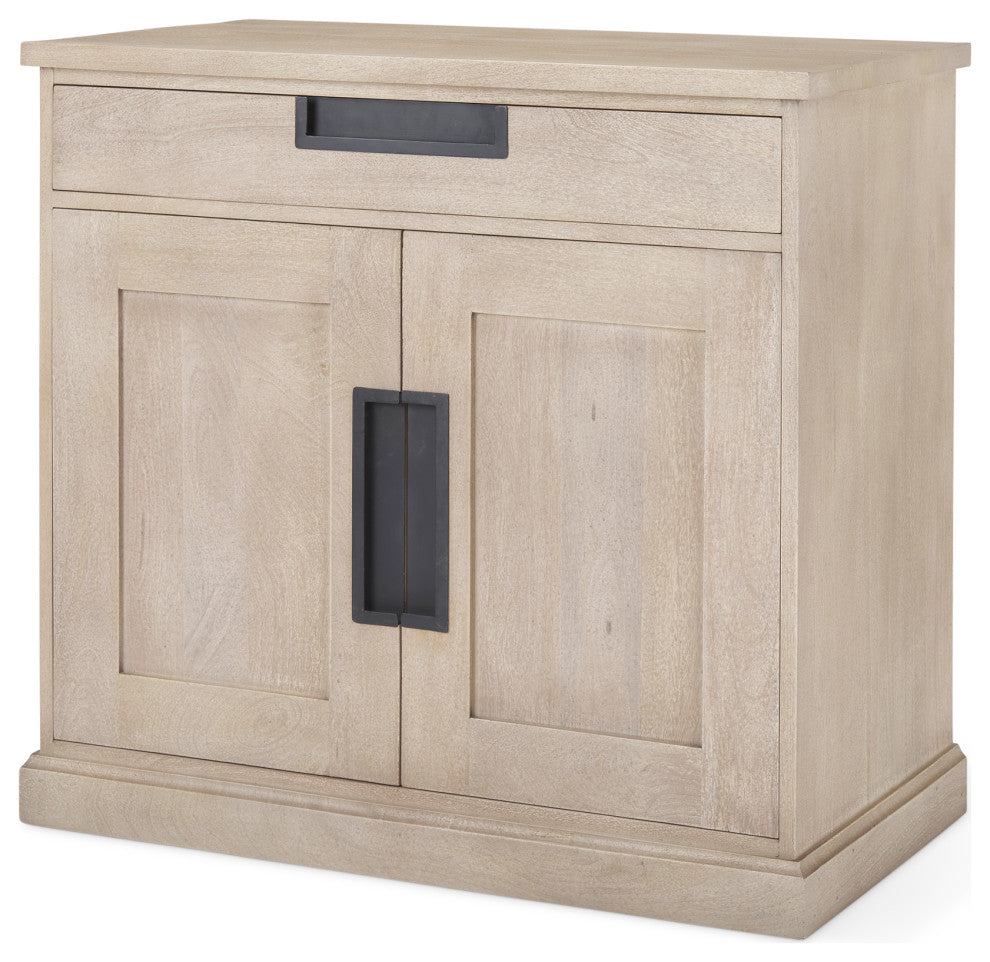 Braxton Beige Solid Wood With Black Accents Accent Cabinet