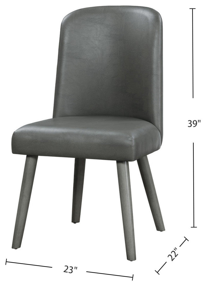 Set of 2 PU Upholstered Side Chair, Gray/Gray Oak Finish