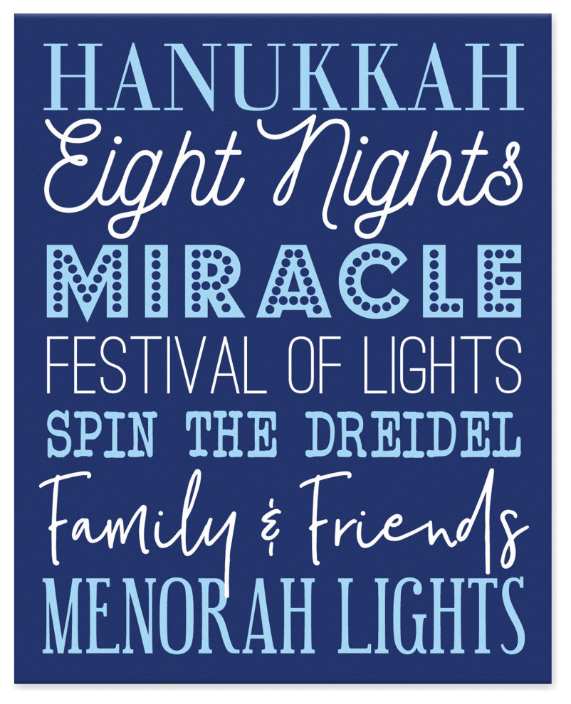 Hanukkah Words 8"x10" Easelback Canvas