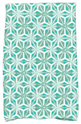 Water Mosaic, Geometric Print Kitchen Towel, Aqua
