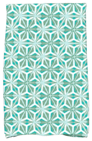 Water Mosaic, Geometric Print Kitchen Towel, Aqua