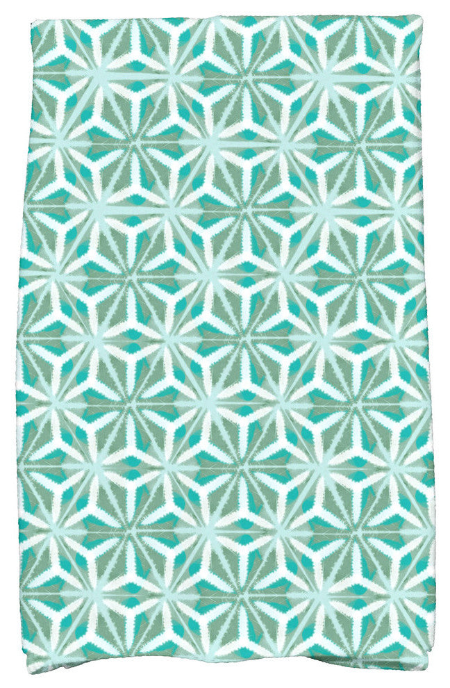 Water Mosaic, Geometric Print Kitchen Towel, Aqua