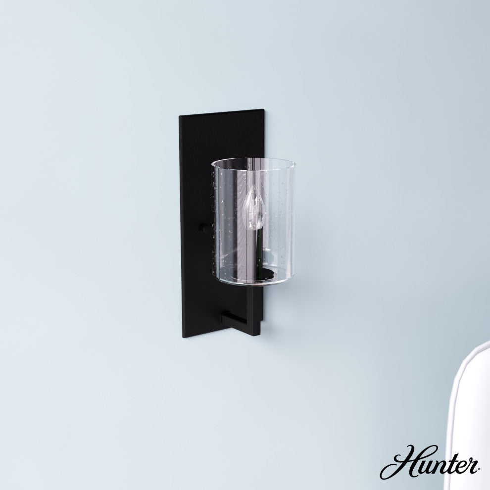 Hunter Kerrison Natural Iron, Clear Seeded Glass 1 Light Sconce Wall Light