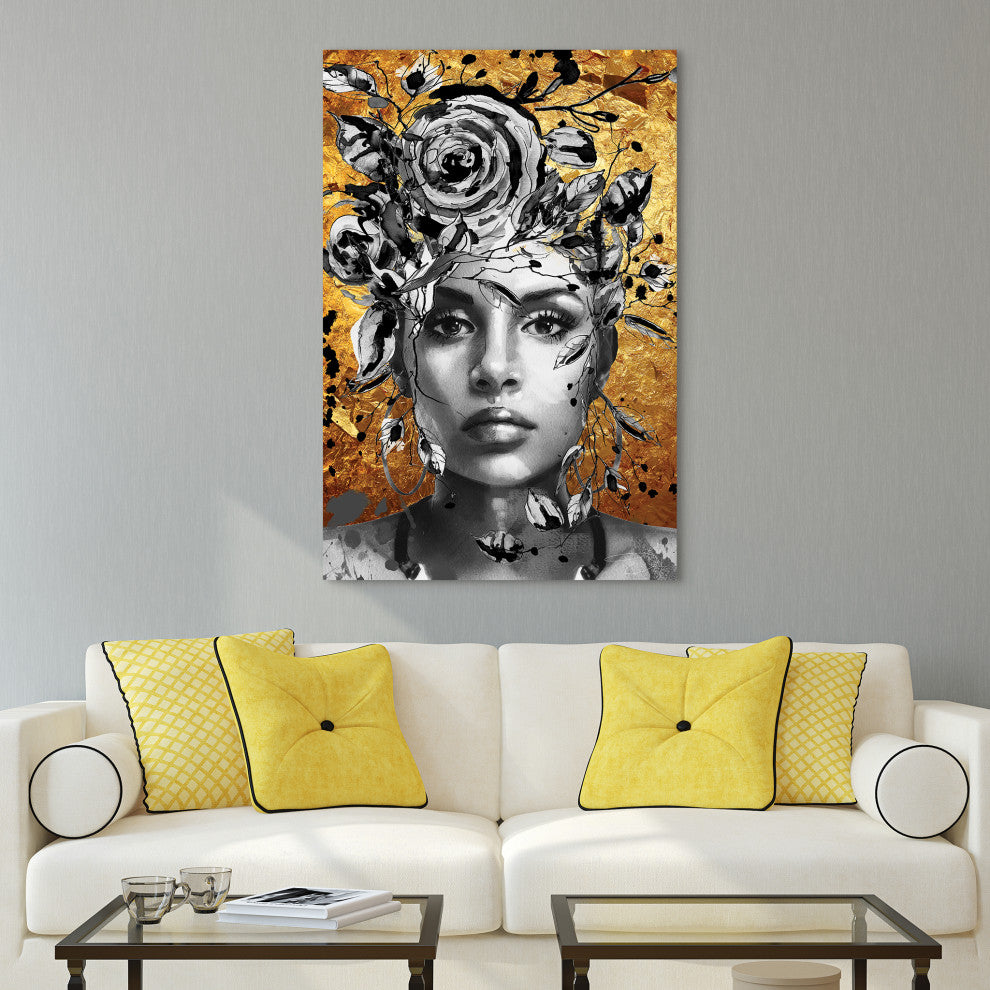 Beautiful Woman Printed Wall Art Unframed Free Floating Tempered Glass