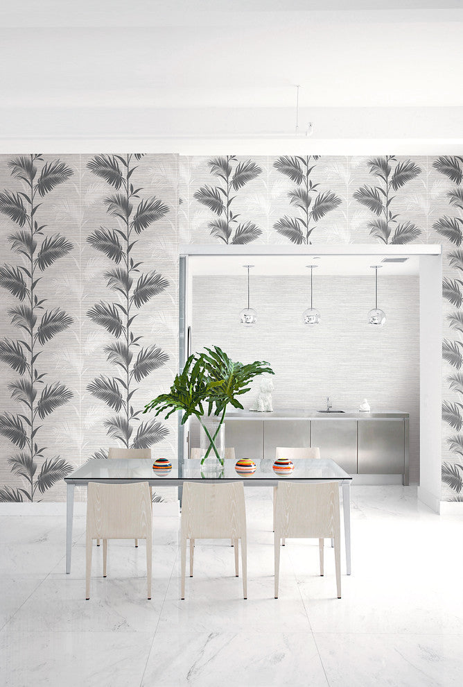 Maui Grey Botanical Wallpaper Bolt