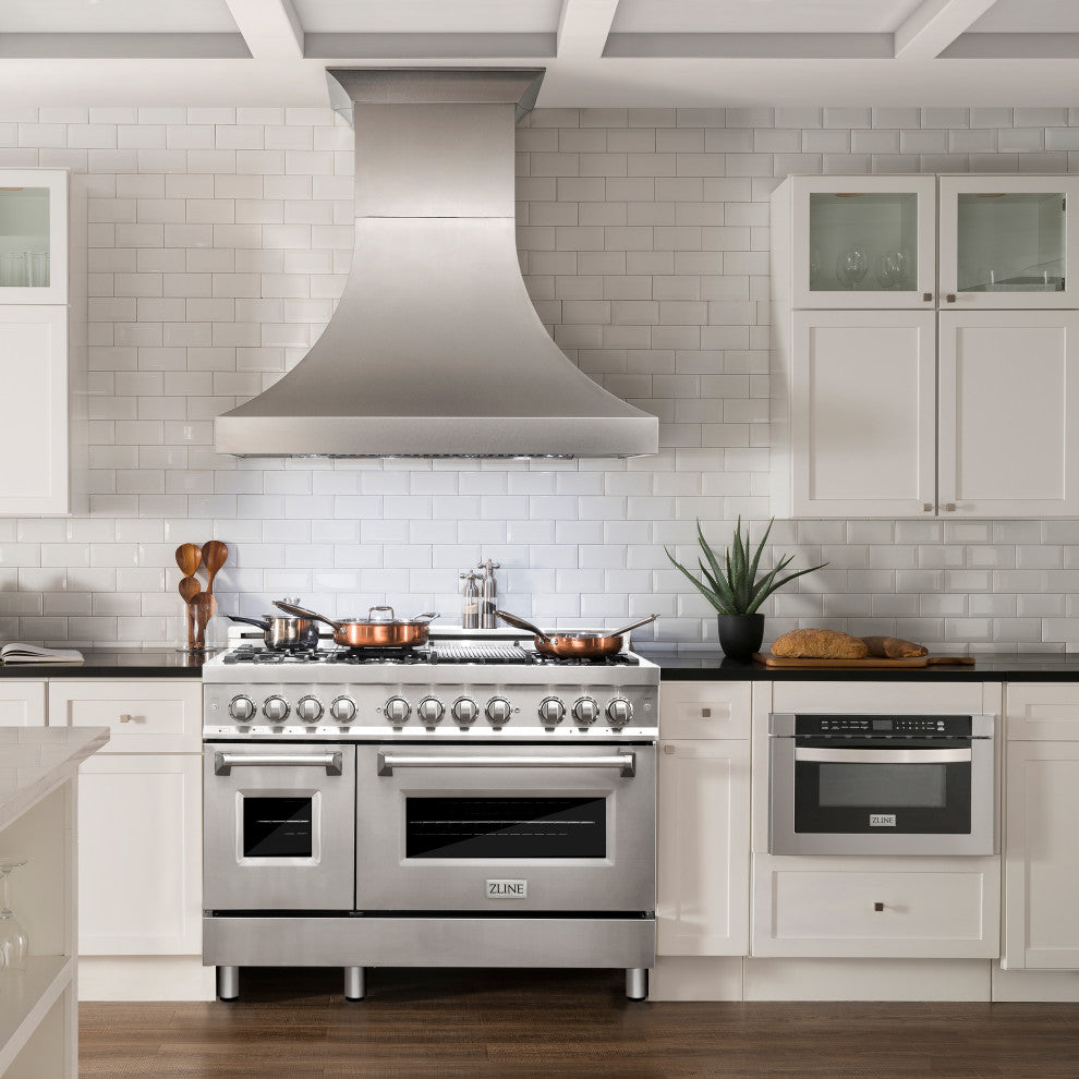 ZLINE 48" Dual Fuel Range, Stainless Steel With Brass Burners RA-BR-48