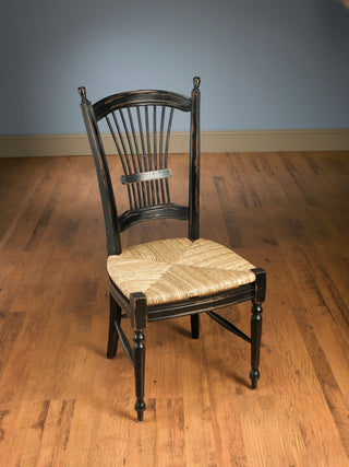 Wheat Back Side Mahogany Dining Chair, Black
