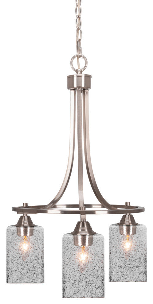 Paramount Downlight 3-Light Chandelier, Brushed Nickel, 4" Smoke Bubble Glass