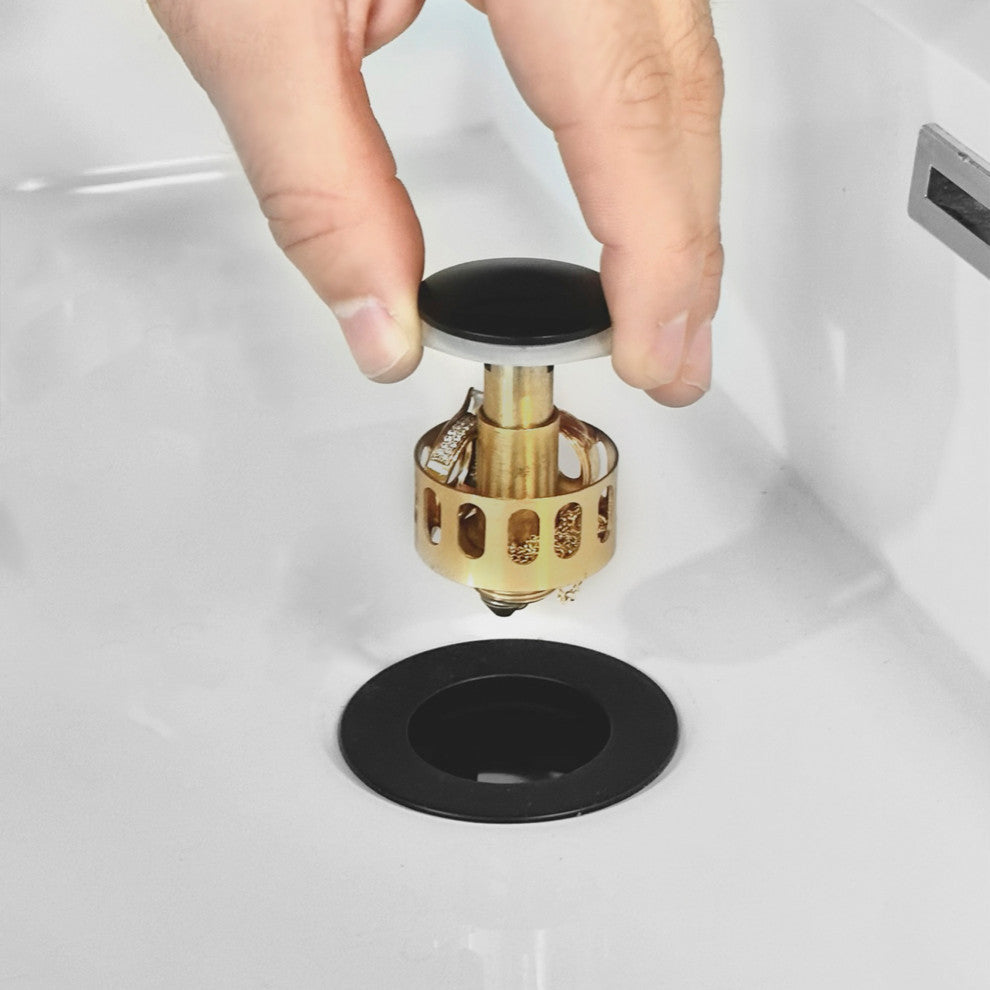 STYLISH Black Matte Pop-Up Bathroom Sink with Overflow