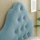 Contemporary Modern Twin Size Tufted Headboard, Velvet Fabric, Light Blue