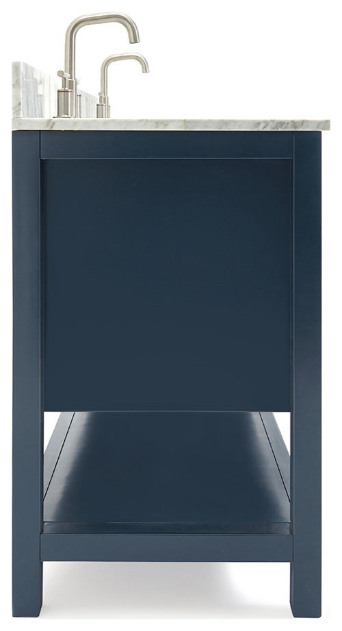 Magnolia 73" Rectangle Sinks Bath Vanity, 0.75" Carrara Marble