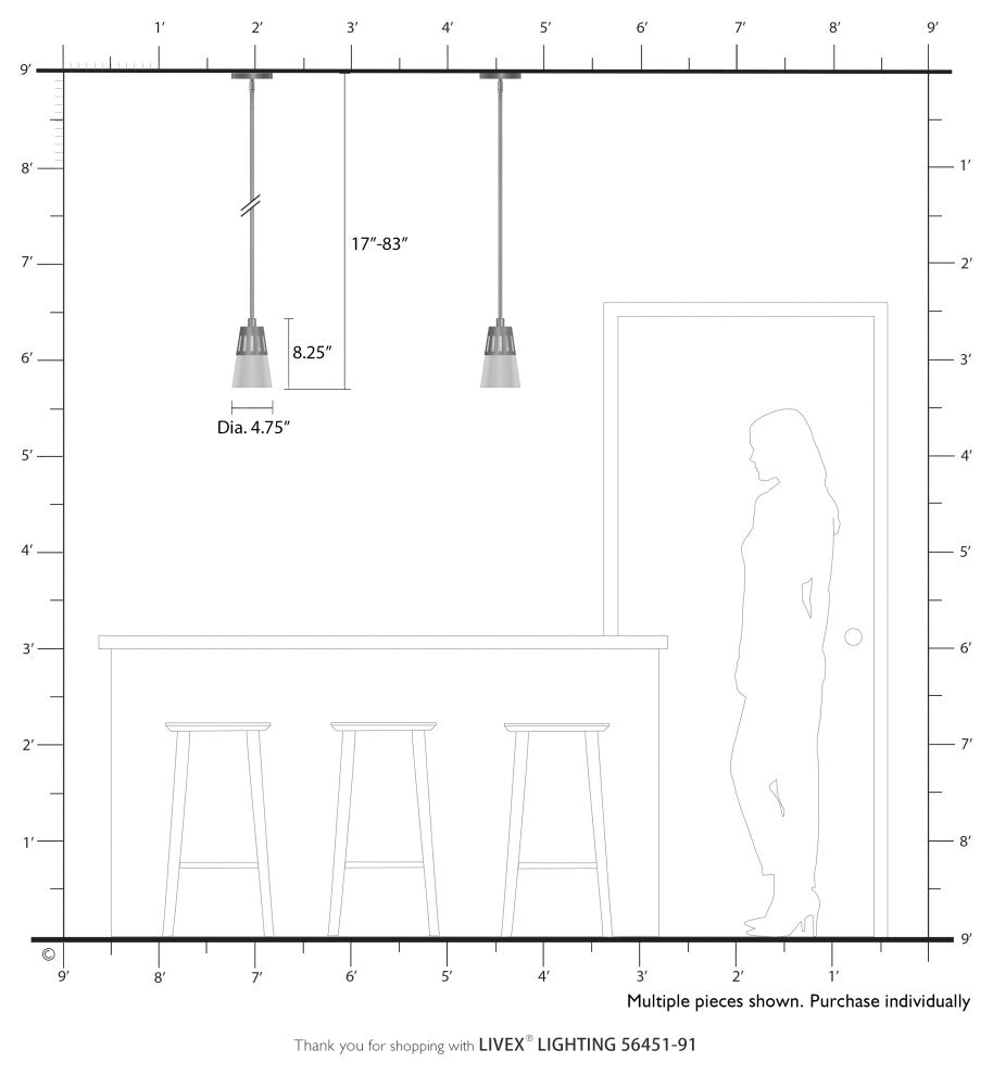 1 Light Brushed Nickel Mini Pendant