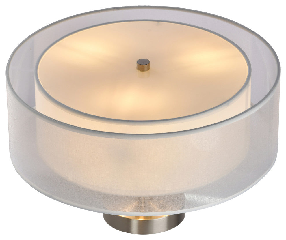 Lazzur Rhine 3 Light 15" Satin Nickel Semi-Flush Mount Ceiling Light