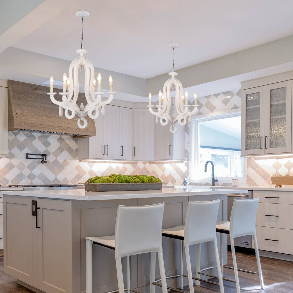 Bella Depot Vintage French Country 6-Lights Chandelier for Kitchen Island, White