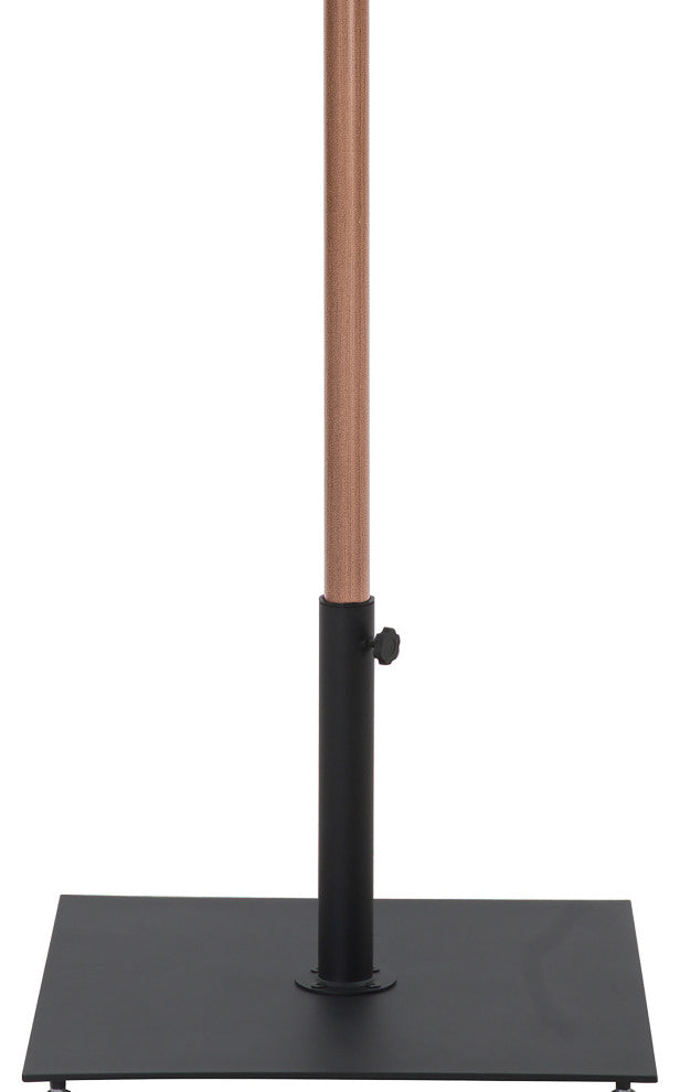 Fiji Patio Umbrella and Base, Black, Teak Pole, Matte Black Belize Base