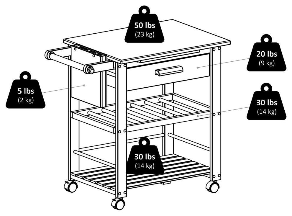 Finland Utility Kitchen Cart, Natural