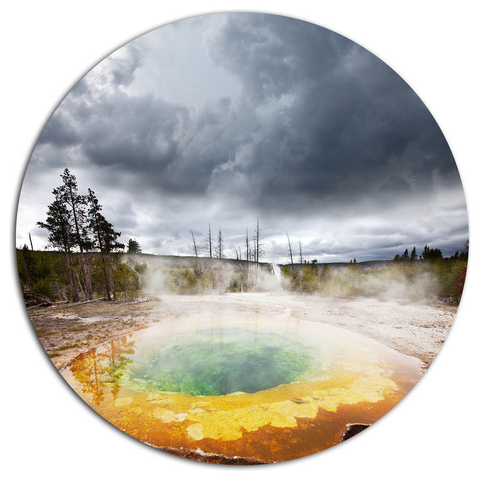 Fantastic Morning Glory Pool, Landscape Round Wall Art, 23"